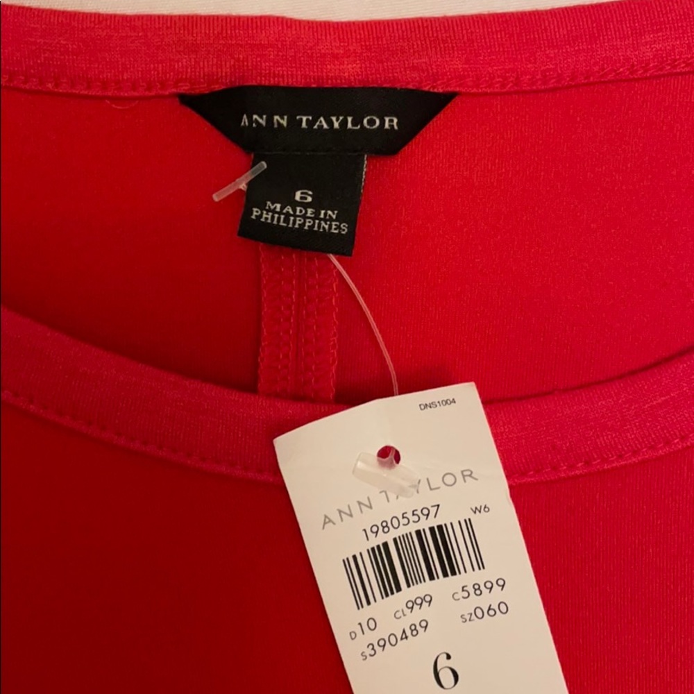 Ann Taylor Red Pleated Flare Dress NWT - Picture 4 of 5